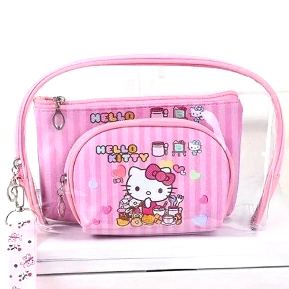 New! Hello Kitty Makeup Bag Set of 3 Cosmetic bags